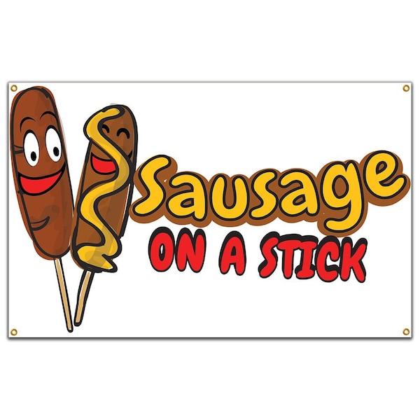 Sausage On A Stick Banner Concession Stand Food Truck Single Sided